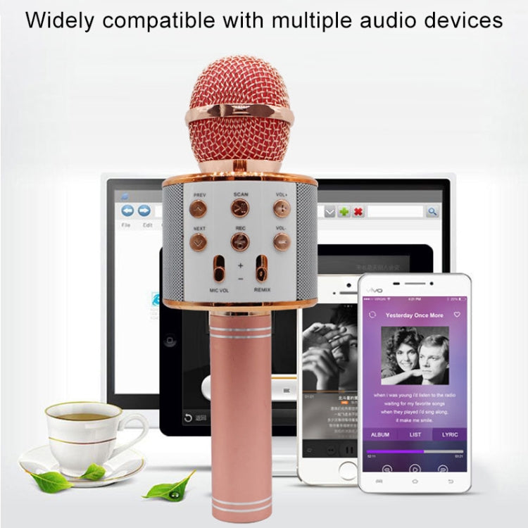 WS-858 Metal High Sound Quality Handheld KTV Karaoke Recording Bluetooth Wireless Microphone, for Notebook, PC, Speaker, Headphone, iPad, iPhone, Galaxy, Huawei, Xiaomi, LG, HTC and Other Smart Phones(Blue) - Consumer Electronics by buy2fix | Online Shopping UK | buy2fix