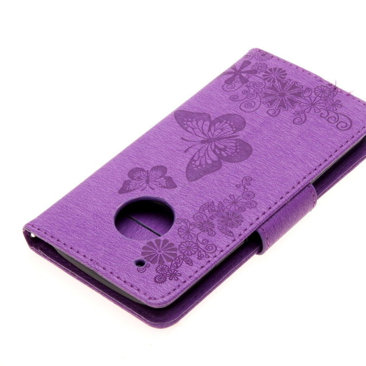 For Motorola Moto G5 Plus Pressed Flowers Butterfly Pattern Horizontal Flip Leather Case with Holder & Card Slots & Wallet(Purple) - Motorola Cases by buy2fix | Online Shopping UK | buy2fix