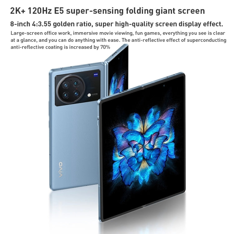 vivo X Fold 5G V2178A, 50MP Camera, 12GB+256GB, Quad Back Cameras, Screen Fingerprint Identification, 4600mAh Battery, 8.03 inch + 6.53 inch Android 12.0 OriginOS Ocean Qualcomm Snapdragon 8 Gen1 Octa Core up to 3.0GHz, NFC, OTG, Network: 5G(Grey) - vivo by VIVO | Online Shopping UK | buy2fix