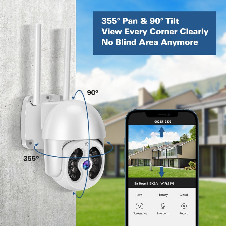 Tuya QX56 3.0 Million Pixels IP66 Waterproof 2.4G Wireless IP Camera, Support Motion Detection & Two-way Audio & Full Color Night Vision & TF Card, UK Plug - Security by buy2fix | Online Shopping UK | buy2fix