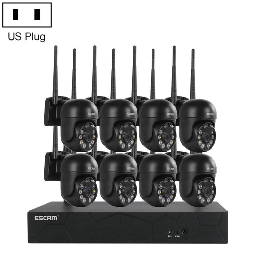 ESCAM WNK618 3.0 Million Pixels 8-channel Wireless Dome Camera HD NVR Security System, Support Motion Detection & Two-way Audio & Full-color Night Vision & TF Card, US Plug - Security by ESCAM | Online Shopping UK | buy2fix