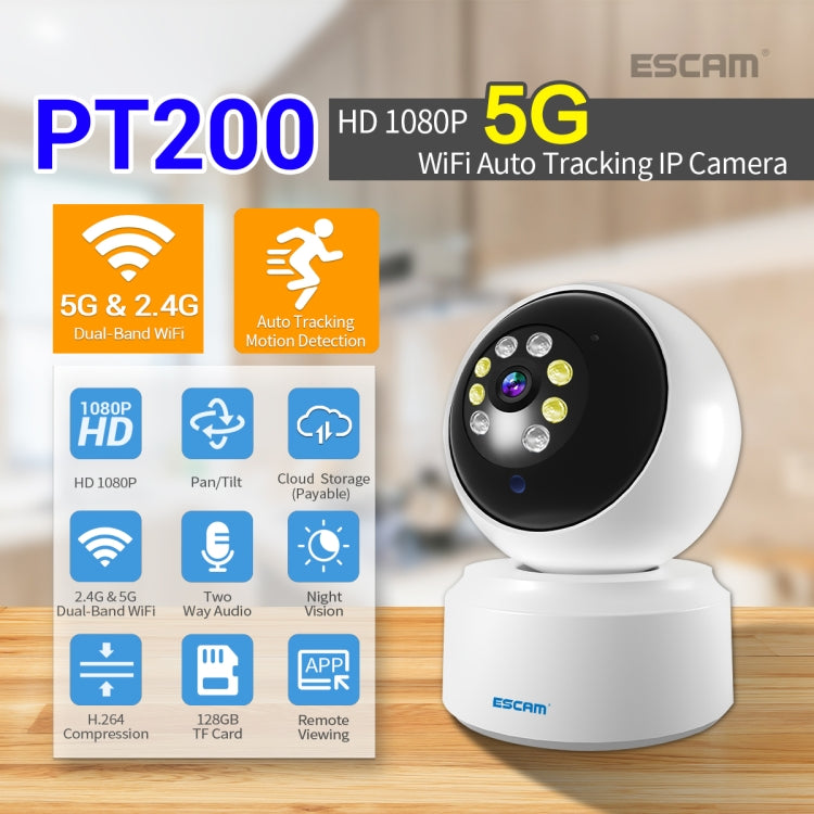 ESCAM PT200 HD 1080P Dual-band WiFi IP Camera, Support Night Vision / Motion Detection / Auto Tracking / TF Card / Two-way Audio, UK Plug - Security by ESCAM | Online Shopping UK | buy2fix