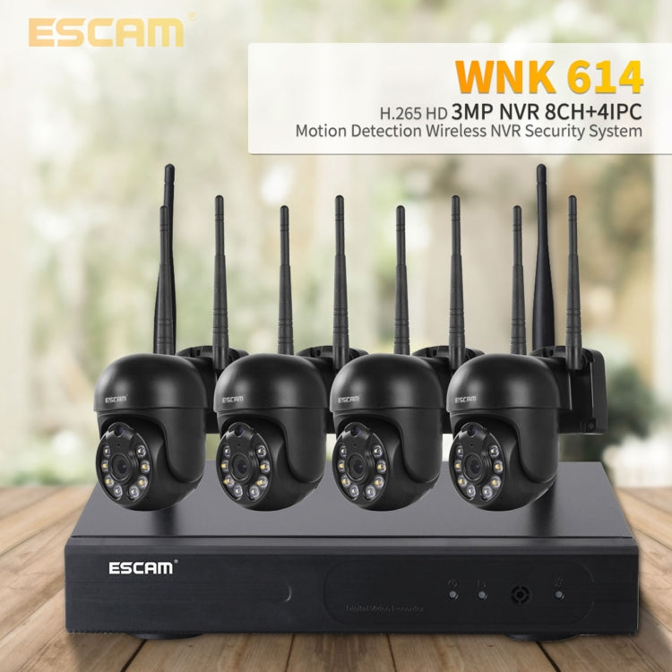 ESCAM WNK614 HD 3.0 Million Pixels 8-channel Wireless + 4IPC Wireless NVR Security System, US Plug - Security by ESCAM | Online Shopping UK | buy2fix