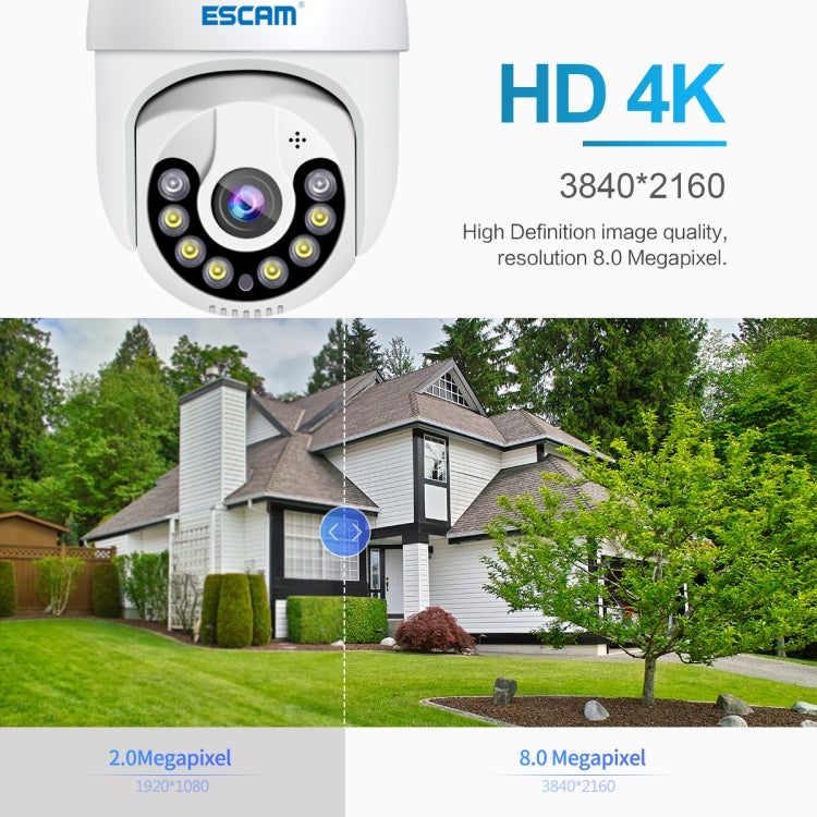 ESCAM QF800 H.265X 8MP AI Humanoid Detection Auto Tracking Waterproof WiFi IP Camera,UK Plug (White) - Security by ESCAM | Online Shopping UK | buy2fix