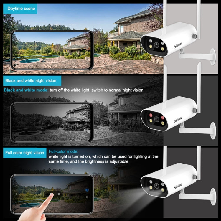 SriHome SH037 4.0 Million Pixel 2.4G+5G WiFi Waterproof Camera, Support Two-way Voice & TF Card & Motion Detection & Full Color Night Vision & AI Human Detection, AU Plug - Security by SriHome | Online Shopping UK | buy2fix