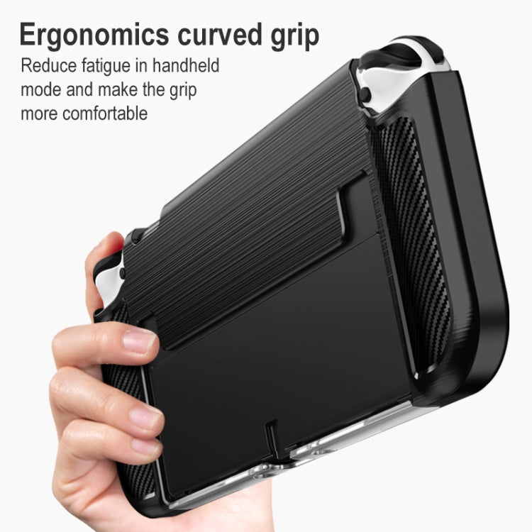 Carbon Fiber TPU Shockproof Protective Case For Nintendo Switch OLED(Red) - Cases by buy2fix | Online Shopping UK | buy2fix