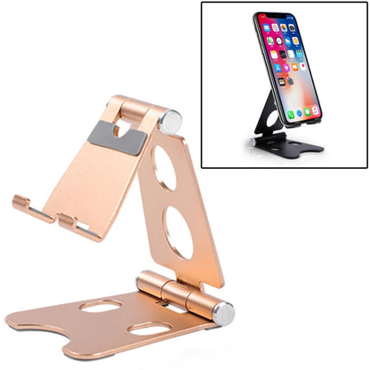 ROOSTAND R2 Aluminum Alloy Mobile Desktop Tablet Bracket Double Folding Lazy Artifact, Size: 6.4x7x9cm(Champagne Gold) - Desktop Holder by buy2fix | Online Shopping UK | buy2fix