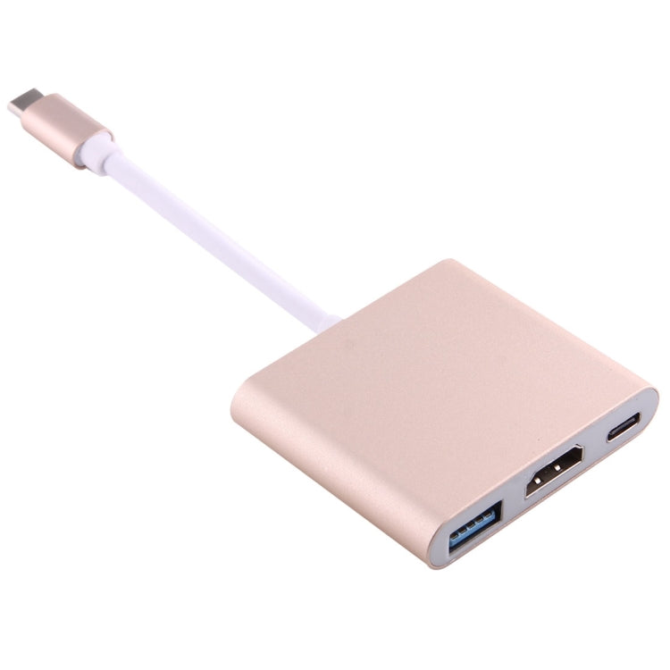 USB-C / Type-C 3.1 Male to USB-C / Type-C 3.1 Female & HDMI Female & USB 3.0 Female Adapter(Gold) - Computer & Networking by buy2fix | Online Shopping UK | buy2fix