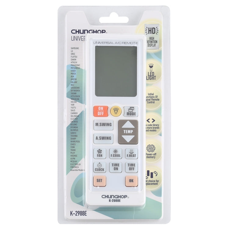 Chunghop K-2988E Universal A/C Remote Controller with Flashlight - Consumer Electronics by CHUNGHOP | Online Shopping UK | buy2fix