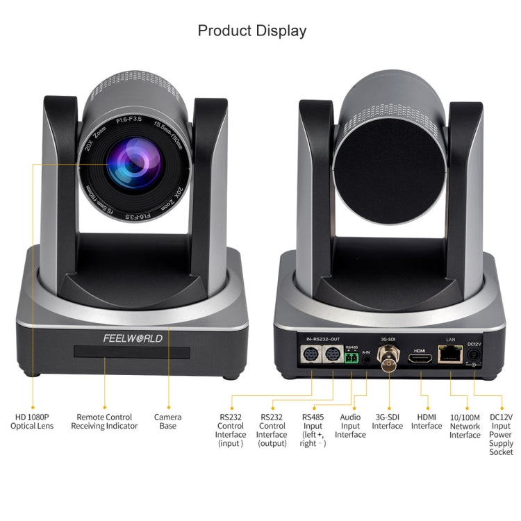 FEELWORLD POE20X Simultaneous 20X Optical Zoom Live Streaming PTZ Camera, EU and US Plug - HD Camera by FEELWORLD | Online Shopping UK | buy2fix