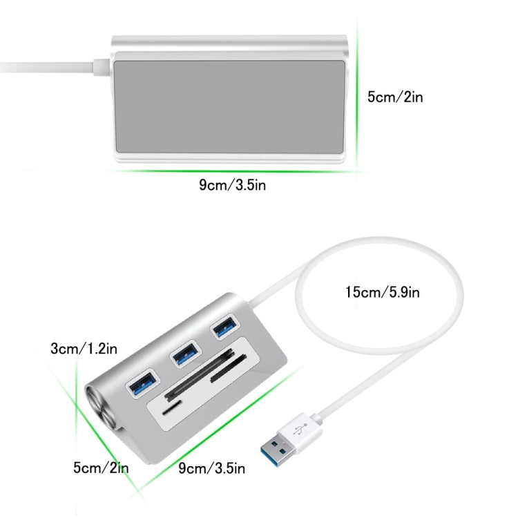 Rocketek HC423 USB3.0 x 3 + SD / TF / CF Card Reader HUB Adapter - USB 3.0 HUB by ROCKETEK | Online Shopping UK | buy2fix