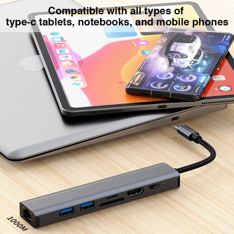 BYL-2303 7 in 1 USB-C / Type-C to USB Multifunctional Docking Station HUB Adapter - Computer & Networking by buy2fix | Online Shopping UK | buy2fix