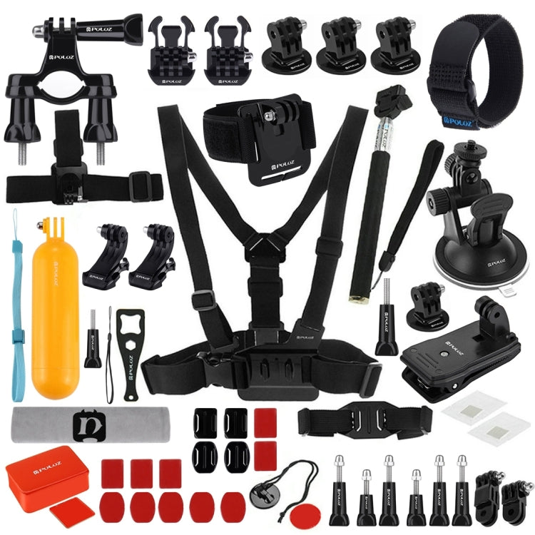 PULUZ 53 in 1 Accessories Total Ultimate Combo Kits (Chest Strap + Suction Cup Mount + 3-Way Pivot Arms + J-Hook Buckle + Wrist Strap + Helmet Strap + Extendable Monopod + Surface Mounts + Tripod Adap ...  for GoPro, Insta360, DJI and Other Action Cameras -  by PULUZ | Online Shopping UK | buy2fix