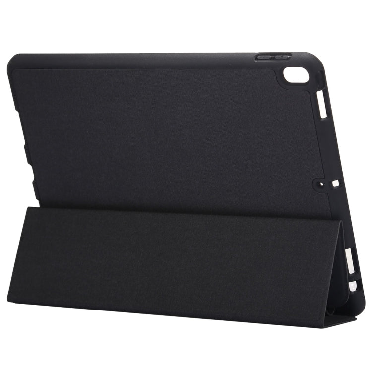 Cloth Texture Pattern Case for iPad 9.7 (2018) & iPad 9.7 inch (2017), with Three-folding Holder & Pen Slots(Black) - Apple Accessories by buy2fix | Online Shopping UK | buy2fix