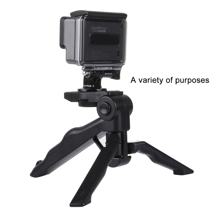 PULUZ Grip Folding Tripod Mount with Adapter & Screws for GoPro Hero11 Black / HERO10 Black / HERO9 Black / HERO8 Black / HERO7 /6 /5 /5 Session /4 Session /4 /3+ /3 /2 /1, Xiaoyi and Other Action Cameras, Load Max: 2kg(Black) - DJI & GoPro Accessories by PULUZ | Online Shopping UK | buy2fix