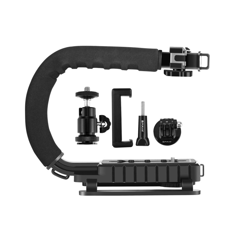 PULUZ U/C Shape Portable Handheld DV Bracket Stabilizer Kit with Cold Shoe Tripod Head & Phone Clamp & Quick Release Buckle & Long Screw for All SLR Cameras and Home DV Camera - Camera Accessories by PULUZ | Online Shopping UK | buy2fix