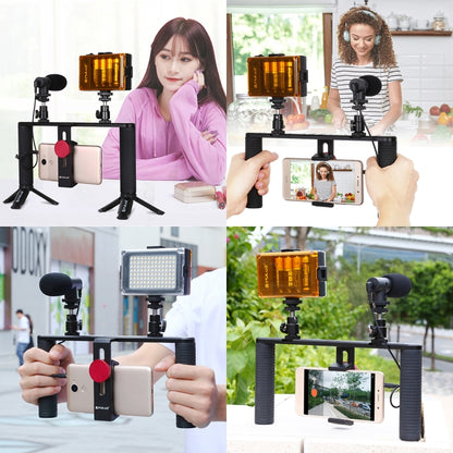 PULUZ Vlogging Live Broadcast Smartphone Video Rig Filmmaking Recording Handle Stabilizer Aluminum Bracket for iPhone, Galaxy, Huawei, Xiaomi, HTC, LG, Google, and Other Smartphones - Camera Accessories by PULUZ | Online Shopping UK | buy2fix