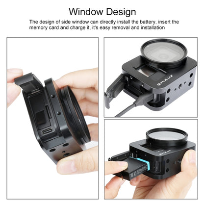PULUZ Housing Shell CNC Aluminum Alloy Protective Cage with 52mm UV Lens for GoPro HERO8 Black(Black) - DJI & GoPro Accessories by PULUZ | Online Shopping UK | buy2fix