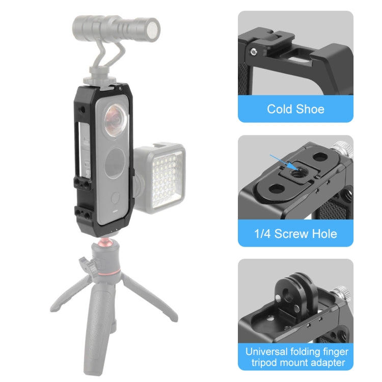 PULUZ Protective Cage Rig Housing Frame with Cold Shoe Mounts & Magnetic Folding Tripod Adapter for Insta360 ONE X2(Black) - DJI & GoPro Accessories by PULUZ | Online Shopping UK | buy2fix
