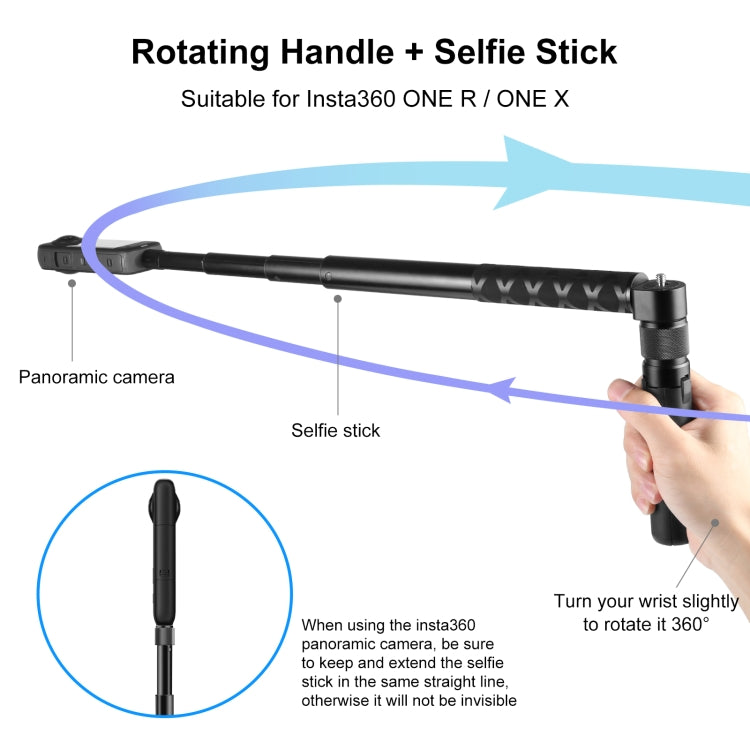 For Insta360 X3 PULUZ Rotary Handle Desktop Tripod Stand 110cm Selfie Stick Monopod (Black) - Self Monopod Grip by PULUZ | Online Shopping UK | buy2fix