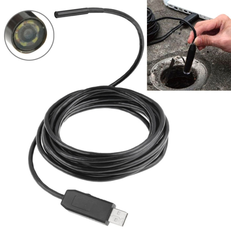 Waterproof USB Endoscope Snake Tube Inspection Camera with 6 LED for Parts of OTG Function Android Mobile Phone, Length: 5m, Lens Diameter: 7mm(Black) - Consumer Electronics by buy2fix | Online Shopping UK | buy2fix