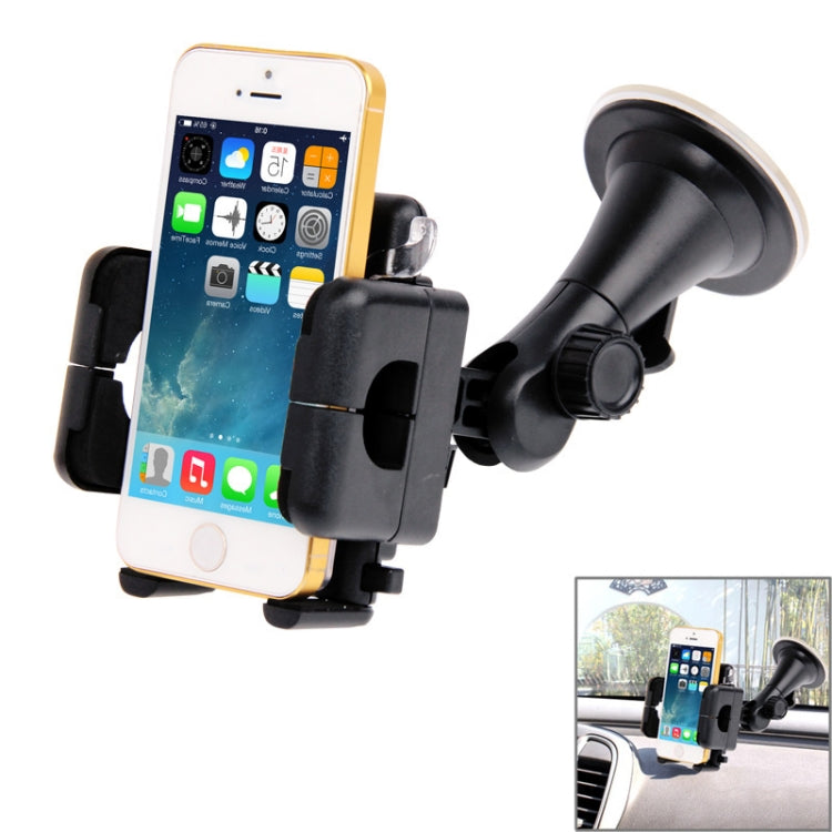 Universal 360 Degree Rotation Suction Cup Car Holder / Desktop Stand, For iPhone, Galaxy, Sony, Lenovo, HTC, Huawei, and other Smartphones of Width: 5.1cm- 10.5cm(Black) - Car Holders by buy2fix | Online Shopping UK | buy2fix