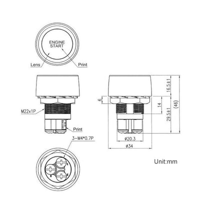 Red Light Push Start Ignition Switch for Racing Sport (DC 12V)(Red) - In Car by buy2fix | Online Shopping UK | buy2fix