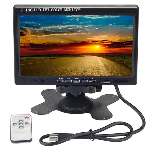 Universal 7.0 inch Car Monitor / Surveillance Cameras Monitor with Adjustable Angle Holder & Remote Controller, Support HDMI / VGA - Car Monitor by buy2fix | Online Shopping UK | buy2fix