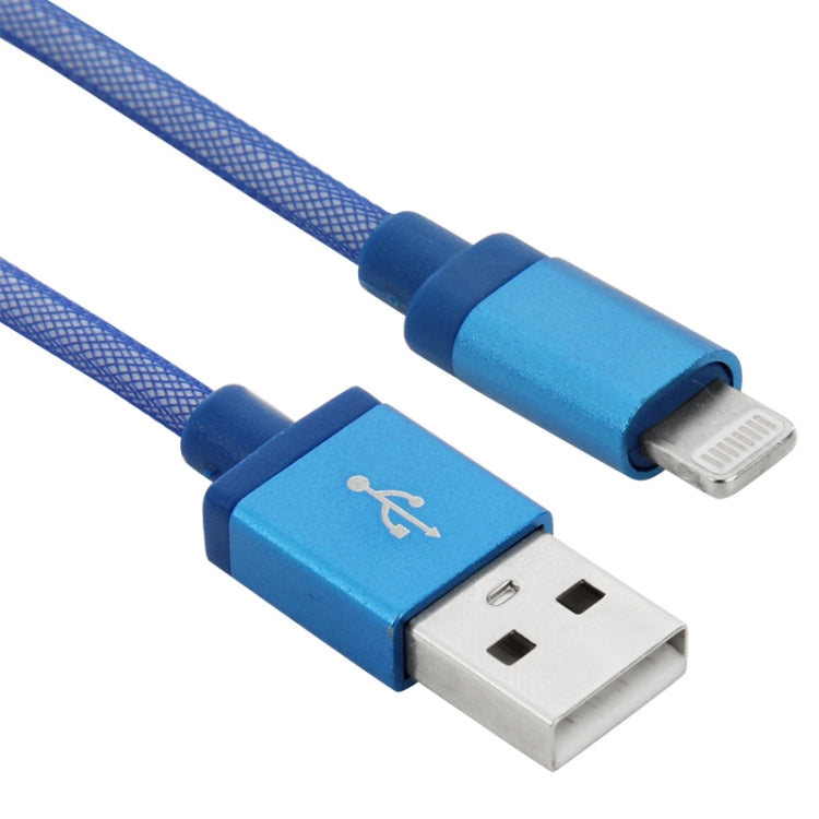 Net Style Metal Head 8 Pin to USB Data / Charger Cable, Cable Length: 1m(Blue) - Normal Style Cable by buy2fix | Online Shopping UK | buy2fix