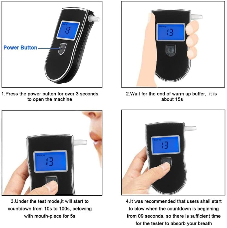 3 digitals LCD Display Breath Alcohol Tester Analyzer(Black) - Breath Alcohol Tester by buy2fix | Online Shopping UK | buy2fix