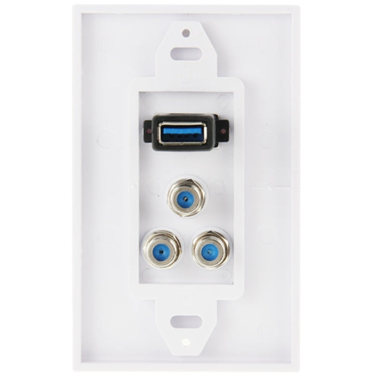 USB 3.0 Female Plug + 3 F Female Plugs Wall Plate Panel - Consumer Electronics by buy2fix | Online Shopping UK | buy2fix