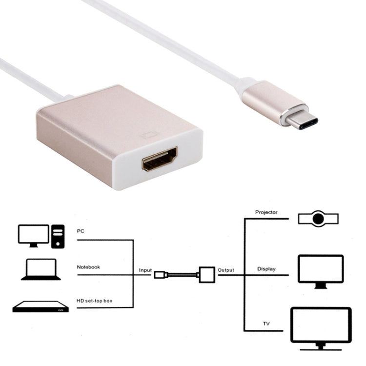 10cm USB-C / Type-C 3.1 to HDMI Adapter Cable, For Galaxy S8 & S8 + / LG G6 / Huawei P10 & P10 Plus / Xiaomi Mi6 & Max 2 and other Smartphones(Gold) - Computer & Networking by buy2fix | Online Shopping UK | buy2fix