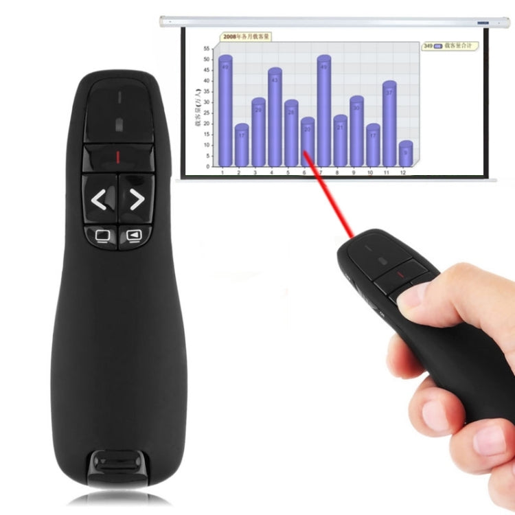 Multimedia Presenter with Laser Pointer & USB Receiver for Projector / PC / Laptop, Control Distance: 15m (R400)(Black) - Computer & Networking by buy2fix | Online Shopping UK | buy2fix