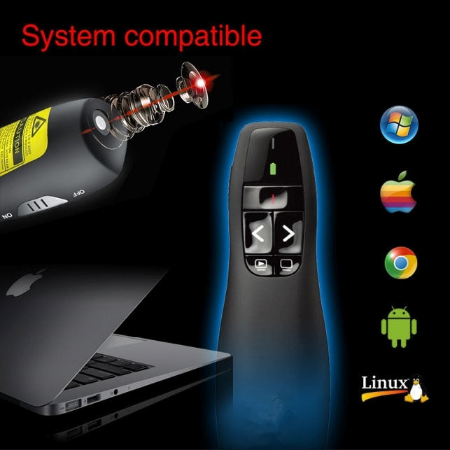 Multimedia Presenter with Laser Pointer & USB Receiver for Projector / PC / Laptop, Control Distance: 15m (R400)(Black) - Computer & Networking by buy2fix | Online Shopping UK | buy2fix