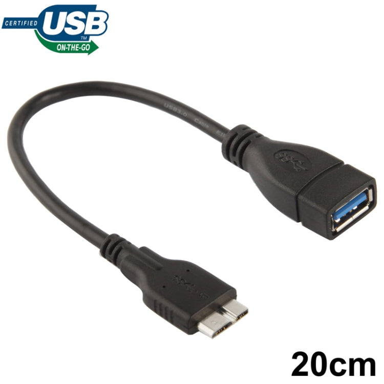 20cm Micro USB 3.0 to USB 3.0 OTG Cable, For Galaxy Note III / N9000(Black) - OTG Adapter by buy2fix | Online Shopping UK | buy2fix