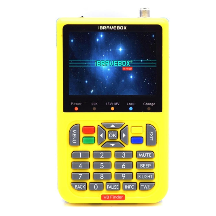 iBRAVEBOX V8 Finder Digital Satellite Signal Finder Meter, 3.5 Inch LCD Colour Screen, Support DVB Compliant & Live FTA, US Plug(Yellow) - Consumer Electronics by buy2fix | Online Shopping UK | buy2fix