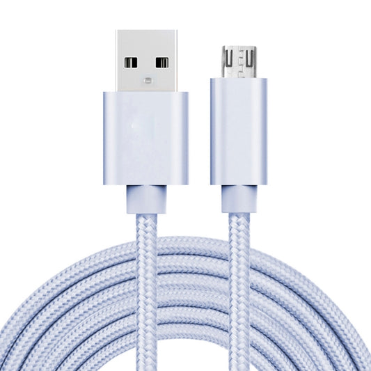 3A Woven Style Metal Head Micro USB to USB Data / Charger Cable, Cable Length: 3m(Silver) - Micro USB Cable by buy2fix | Online Shopping UK | buy2fix