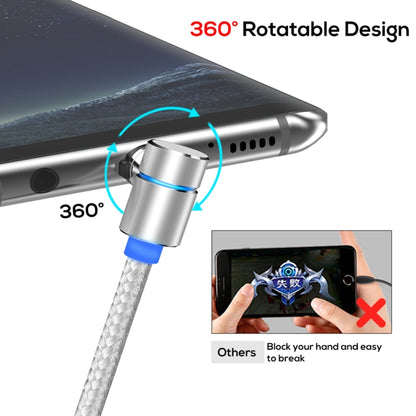 TOPK 2m 2.4A Max USB to USB-C / Type-C 90 Degree Elbow Magnetic Charging Cable with LED Indicator(Silver) - Mobile Accessories by TOPK | Online Shopping UK | buy2fix
