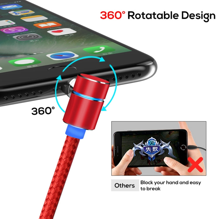 TOPK 2m 2.4A Max USB to 90 Degree Elbow Magnetic Charging Cable with LED Indicator, No Plug(Red) - Mobile Accessories by TOPK | Online Shopping UK | buy2fix