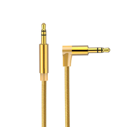 AV01 3.5mm Male to Male Elbow Audio Cable, Length: 50cm(Gold) - Aux Cable by buy2fix | Online Shopping UK | buy2fix