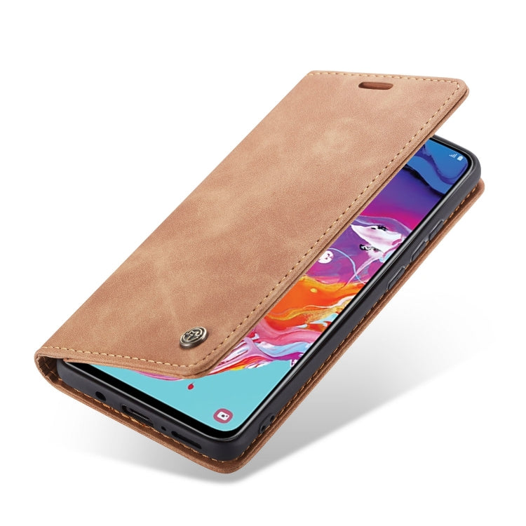 CaseMe-013 Multifunctional Retro Frosted Horizontal Flip Leather Case for Galaxy A70, with Card Slot & Holder & Zipper Wallet & Photo Frame(Brown) - Galaxy Phone Cases by CaseMe | Online Shopping UK | buy2fix