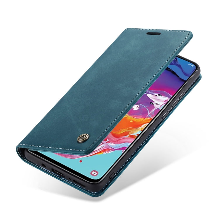 CaseMe-013 Multifunctional Retro Frosted Horizontal Flip Leather Case for Galaxy A70, with Card Slot & Holder & Zipper Wallet & Photo Frame(Blue) - Galaxy Phone Cases by CaseMe | Online Shopping UK | buy2fix