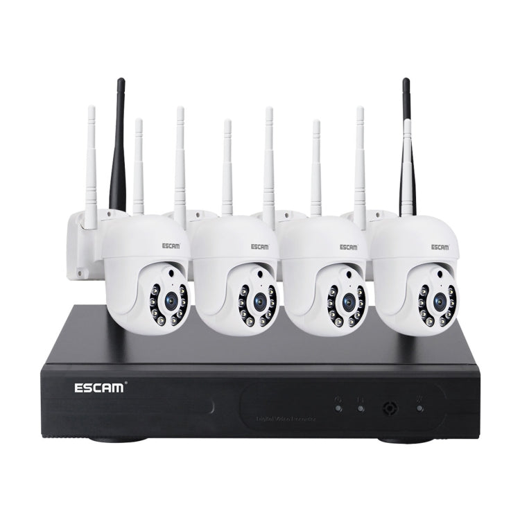 ESCAM WNK714 3.0 Million Pixels 4-channel HD Dome Camera NVR Wireless Monitoring Kit, EU Plug - Security by ESCAM | Online Shopping UK | buy2fix