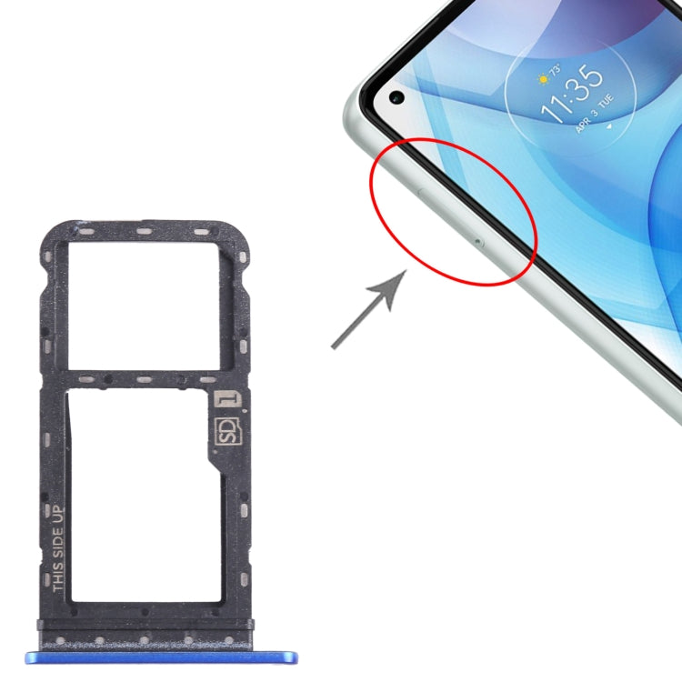 For Motorola Moto G Power 2021 SIM Card Tray + Micro SD Card Tray (Blue) - Card Socket by buy2fix | Online Shopping UK | buy2fix