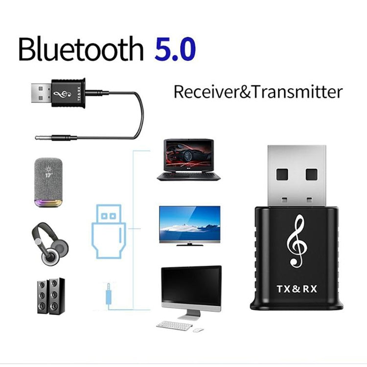 MSD168 2 in 1 Bluetooth Transmitter Receiver Mini 3.5mm AUX Stereo Wireless Bluetooth 5.0 Adapter For Car TV PC MP3 - Apple Accessories by buy2fix | Online Shopping UK | buy2fix