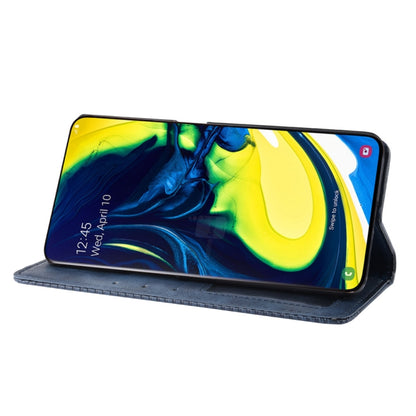 Magnetic Buckle Retro Crazy Horse Texture Horizontal Flip Leather Case for Galaxy A80 / A90, with Holder & Card Slots & Photo Frame(Blue) - Samsung Accessories by buy2fix | Online Shopping UK | buy2fix