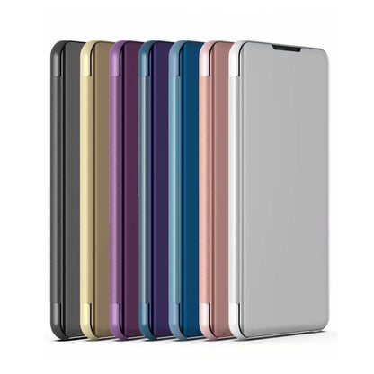 For Samsung Galaxy A21S Plated Mirror Horizontal Flip Leather Case with Holder(Purple) - Samsung Accessories by buy2fix | Online Shopping UK | buy2fix