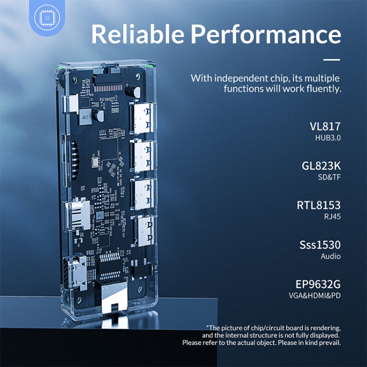 ORICO WB-8P 8-in-1 Type-C Transparent HUB - USB HUB by ORICO | Online Shopping UK | buy2fix