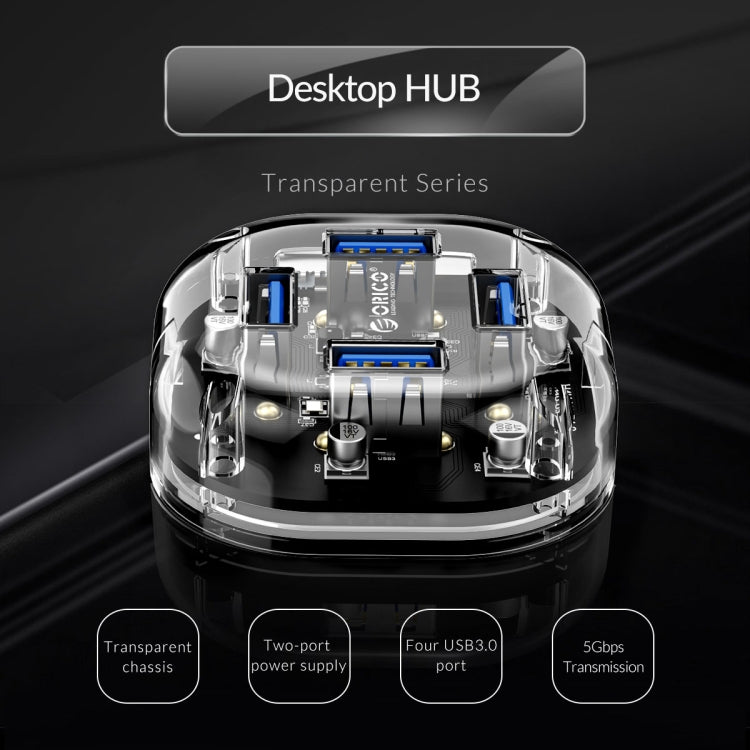 ORICO H4U-U3 4-Port Transparent HUB - USB 3.0 HUB by ORICO | Online Shopping UK | buy2fix