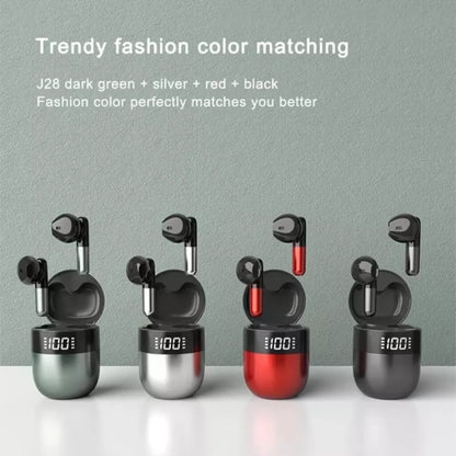 J28 TWS Wireless Bluetooth Earphones LED Digital Display HIFI Music Sport Earphone(Red) - TWS Earphone by buy2fix | Online Shopping UK | buy2fix